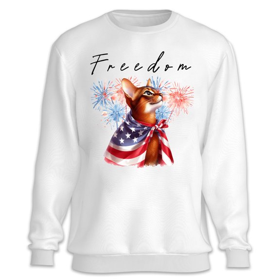 Freedom Abyssinian on Independence Day 4th of July Sweatshirt Unisex Merch Cat Lover Kitten Owner Gifts - 01005