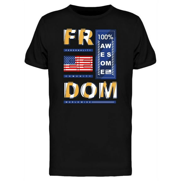 Freedom Awesome Typography T-Shirt Men -Image by Shutterstock, Male XX-Large