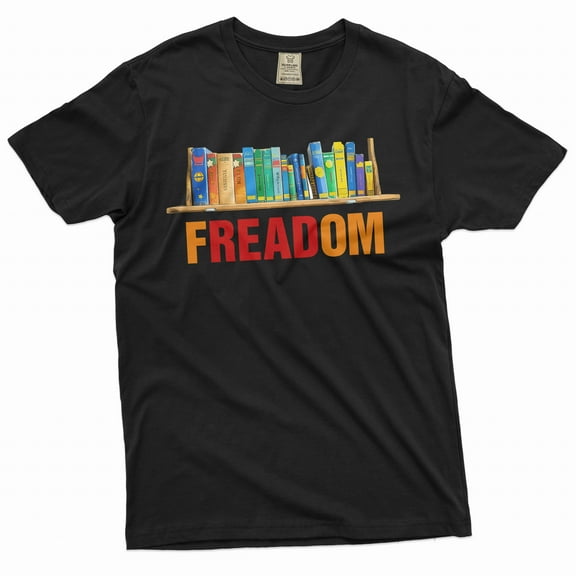 Freedom Books Tshirt book lover reading school education tee reading tee shirt library Freadom shirt (Medium Black)