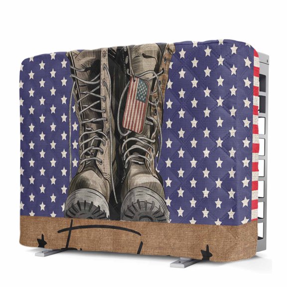 Freedom Boots Indoor AC Cover for Window Units, Independence Star Striped Vintage Insulated Air Conditioner Unit Cover Inside Adjustable Waterproof with Elastic Straps, 21" L x 15" H x 3.5" D