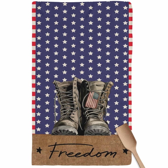 Freedom Boots Kitchen Towel Dish Cloths Set of 1, Microfiber Soft Kitchen Hand Towels, Independence Star Striped Vintage Absorbent Quick Drying Dishcloths 18 x 28 Inches