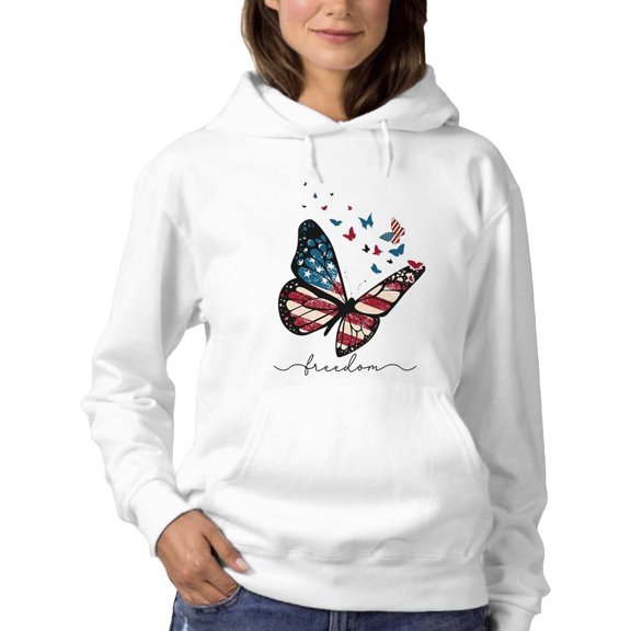 Freedom Butterfly Hoodie Women -Image by Shutterstock, Female XX-Large