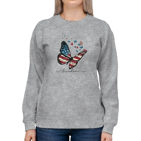Freedom Butterfly Sweatshirt Women -Image by Shutterstock, Female Large
