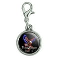 thumbnail image 1 of Freedom Choppers Motorcycle Patriotic American Flag Eagle Bike Antiqued Bracelet Pendant Zipper Pull Charm with Lobster Clasp, 1 of 5