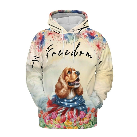 Freedom Cocker Spaniel on Independence Day 4th of July All Over Print 3D Hoodie Unisex Merch Hoodies Cockers Dog Lover Gifts - 01005