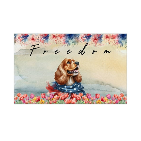 Freedom Cocker Spaniel on Independence Day 4th of July Doormat Cockers Dog Lover Gifts Indoor Outdoor Welcome Mat - 01005