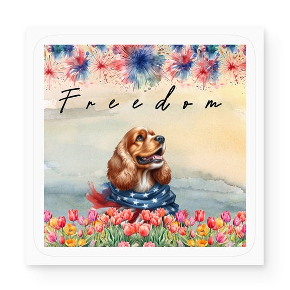 Freedom Cocker Spaniel on Independence Day 4th of July Vinyl Sticker Cockers Dog Lover Gifts Waterproof Decal Art Decor - 01005