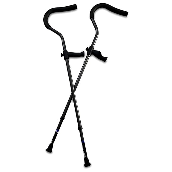 Freedom Crutch (Short) | Rigid Post Crutches for Adults | Crutches with Ergonomic Handles | Adjustable & Durable | Articulating Tips | Recommended for Heights from 4'11" - 5'9"