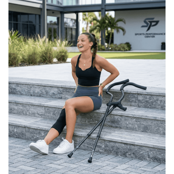 Freedom Crutch Short from 4'11" to 5'9" Rigid Post Crutches for Adults Ergonomic Handles Articulating Tips
