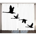 thumbnail image 1 of Ambesonne Freedom Curtains 2 Panel Set, Group of Flying Birds, 108" x 108", Black White, 1 of 3