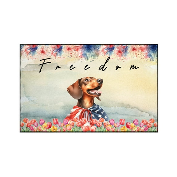 Freedom Dachshund on Independence Day 4th of July Indoor Rug Wiener Dog Lover Gifts Idea Carpet Living Bed Room Sofa Home Decor - 01005