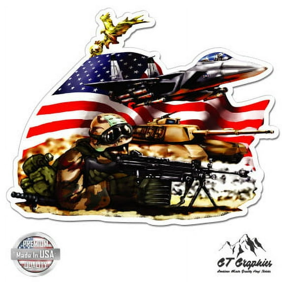 Freedom Defenders American Military - 5" Vinyl Sticker - For Car Laptop I-Pad - Waterproof Decal