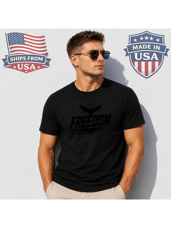 Freedom Eagle Typography Graphic T-Shirt