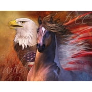 Freedom Eagle and Horse 50" x 60" Faux Fur Throw Blanket