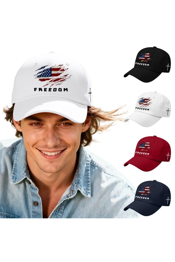 Freedom Embroidered Hat Adjustable Baseball Cap for Men Women Classic Cotton Washable Casual Trucker Hat for Outdoor Activities(Black)