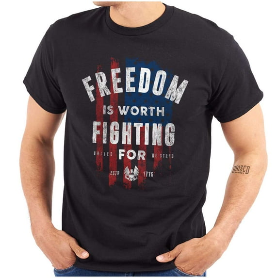 Freedom Fight Tactical American Flag Men's Graphic T Shirt Tees Brisco Brands M