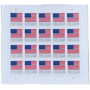 Freedom Flag 2023 USPS Forever Postage Stamp 1 Sheet of 20 US First Class Postal Patriotic Country America Stripes Stars Old Glory USA Celebration Wedding (20 Stamps)