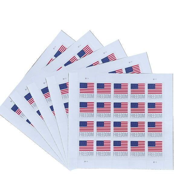 Freedom Flag 2023 USPS Forever Postage Stamp 5 Sheets of 20 US First Class Postal Patriotic Country America Stripes Stars Old Glory USA Celebration Wedding (100 Stamps)