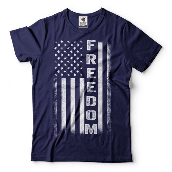 Freedom Flag Shirt USA Flag Tee 4th Of July Flag Shirt Independence Day Gifts 1776 Freedom Shirt (3X-Large Navy Blue)