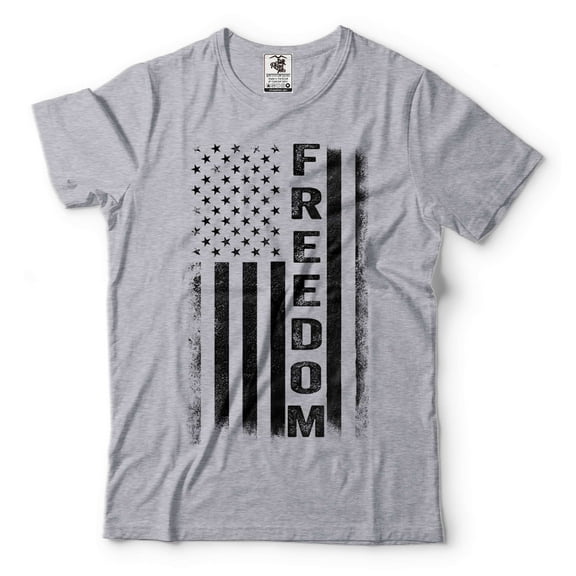 Freedom Flag Shirt USA Flag Tee 4th Of July Flag Shirt Independence Day Gifts 1776 Freedom Shirt (Small Grey)