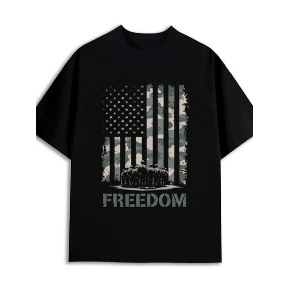 Freedom Flag T-Shirt 180G 100% Cotton 180G 100% Cotton men's casual short elegant black Basic Unisex Shirt Graphic Tee tshirts Casual Unisex Shirt Printed tshirts Christmas gifts