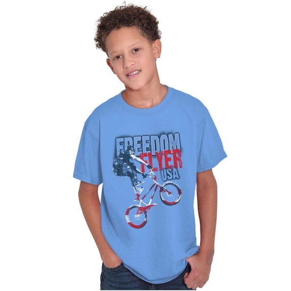 Freedom Flyer Cool American BMX Biker Crewneck T Shirts Boy Girl Teen Brisco Brands S