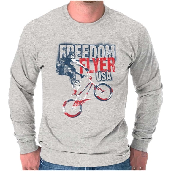 Freedom Flyer Cool American BMX Biker Long Sleeve TShirt Men Women Brisco Brands X