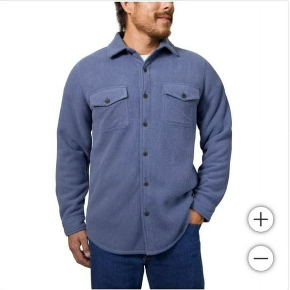 Freedom Foundry Men's Fleece Heavyweight Jackets Super Plush Sherpa Lined Jacket Shirt (Blue, Medium)