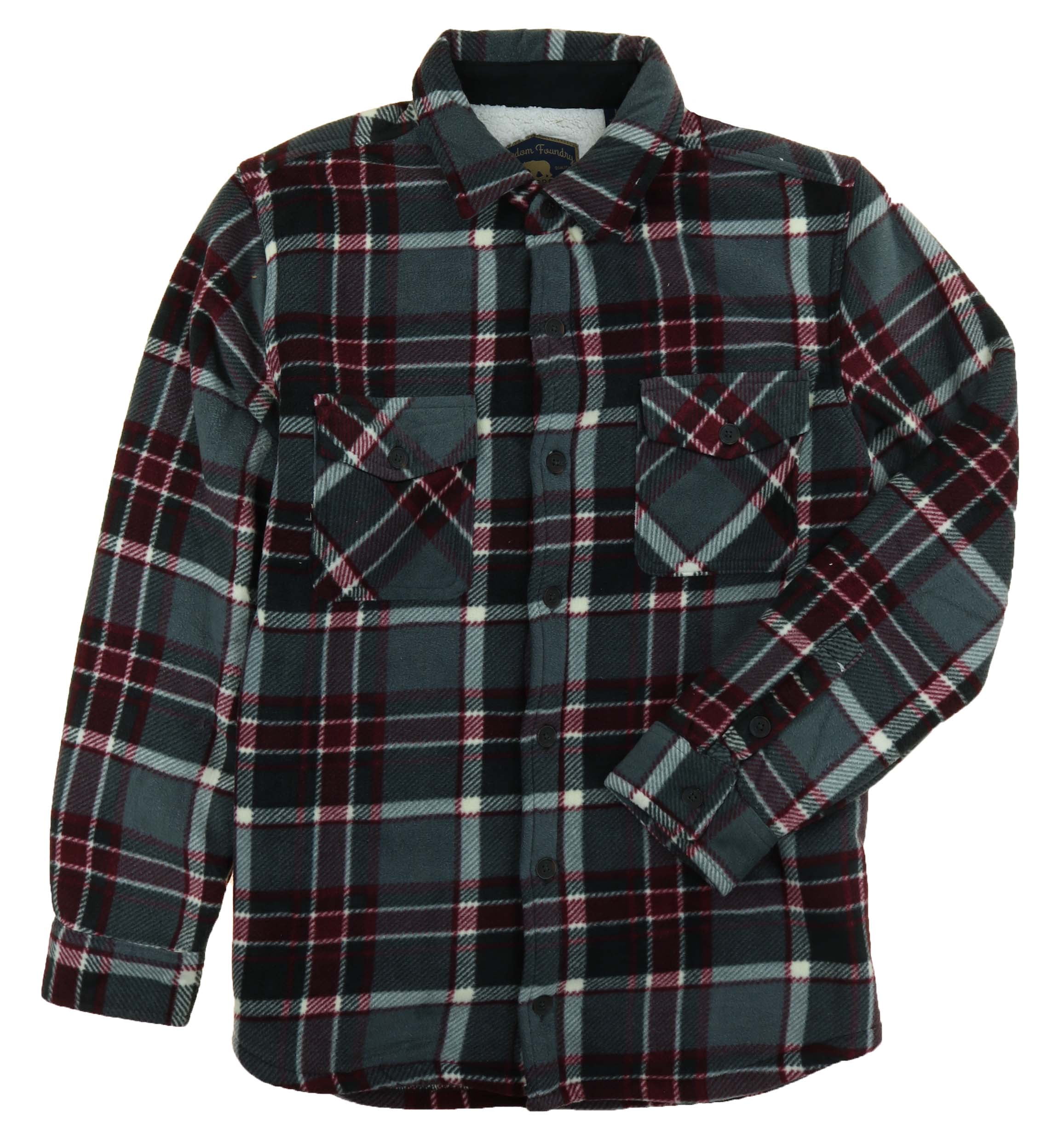 Freedom Foundry Men's FleeceLined Flannel Jacket Shirt (Barn Red