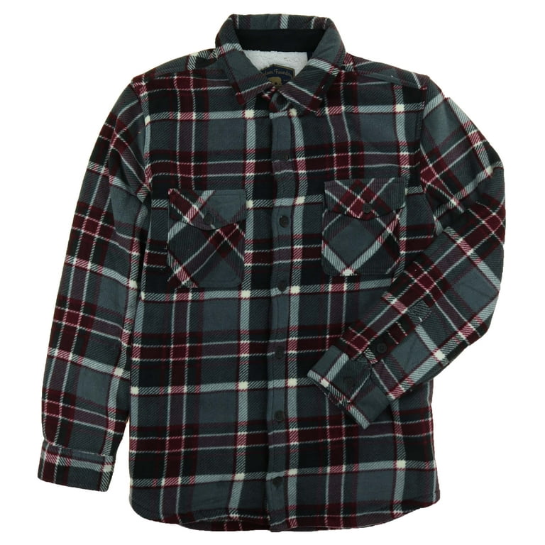 Freedom Foundry Men s Fleece Lined Flannel Jacket Shirt Barn Red Large Walmart