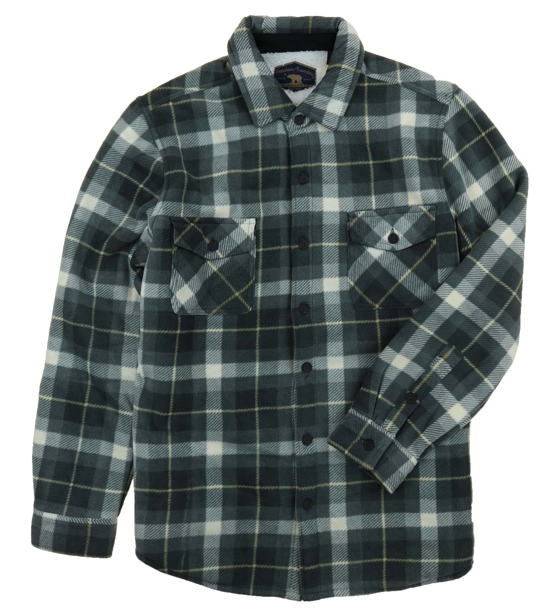 Freedom Foundry Men's FleeceLined Flannel Jacket Shirt (Black Heather