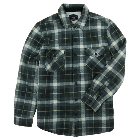 Freedom Foundry Men's Fleece-Lined Flannel Jacket Shirt (Black Heather, XL)
