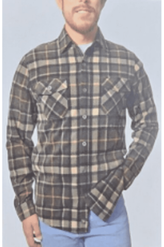 Men's Lightweight Plush Plaid Fleece Shirt, Green Medium