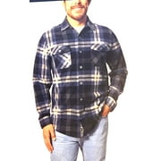 Freedom Foundry Mens Lightweight Plush Plaid Fleece Shirt Navy Blue, XL