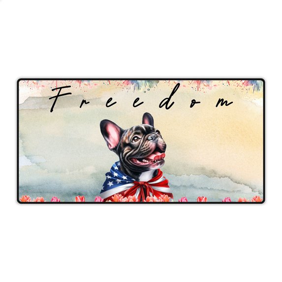 Freedom French Bulldog on Independence Day 4th of July Desk Mat Full Keyboard Mouse Pad Dog Lover Gifts Large Mousepad - 01005