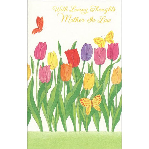Freedom Greetings Colorful Tulips and Butterflies: Mother-in-Law Easter Card