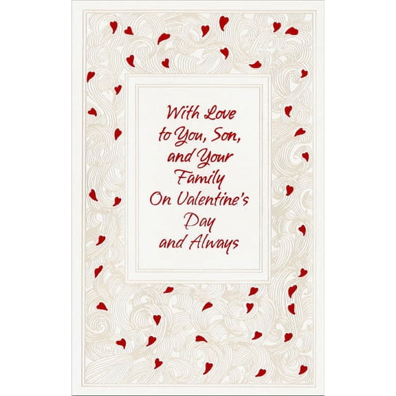 Freedom Greetings Mini Red Hearts on Embossed Swirls: Son Valentine's Day Card