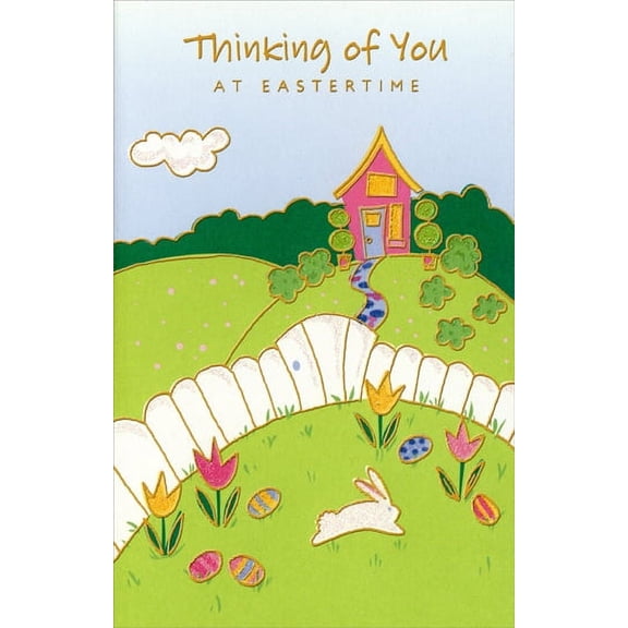 Freedom Greetings Pink Home and White Fence: Thinking of You Easter Card
