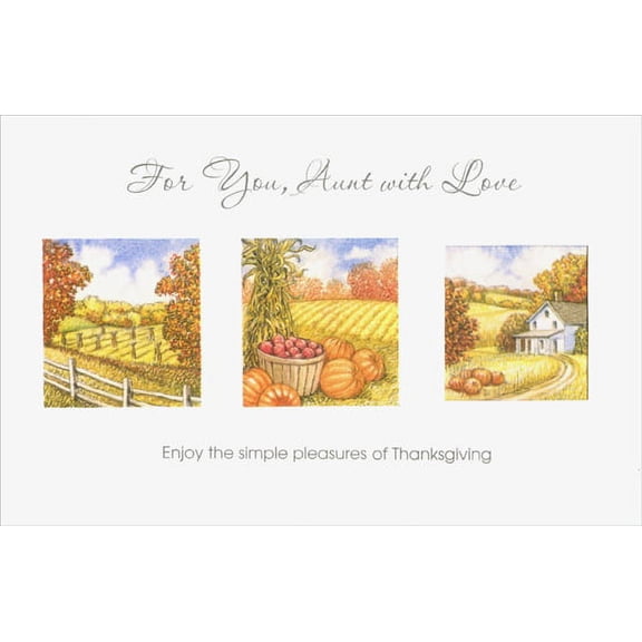 Freedom Greetings Three Panel Harvest Imagine Thanksgiving Card for Aunt