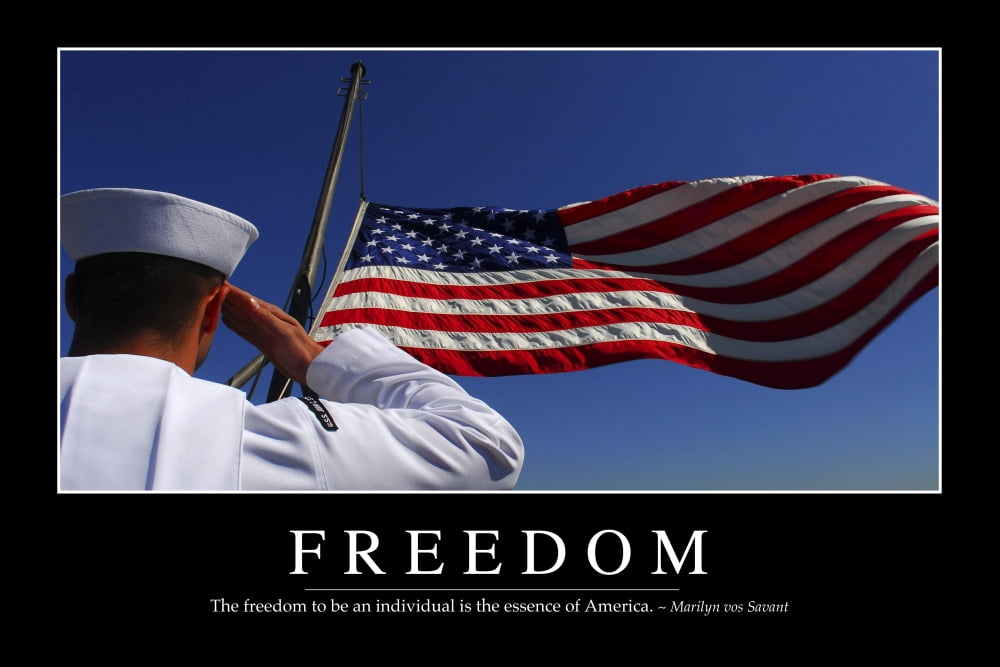 Freedom Inspirational Quote and Motivational Poster Canvas Art - Stocktrek Images (34 x 23)