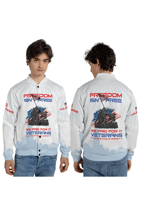 Freedom Is Not Free Custom Jacket, Personalized Patriotic Veteran Jacket, US Flag Veteran Outerwear