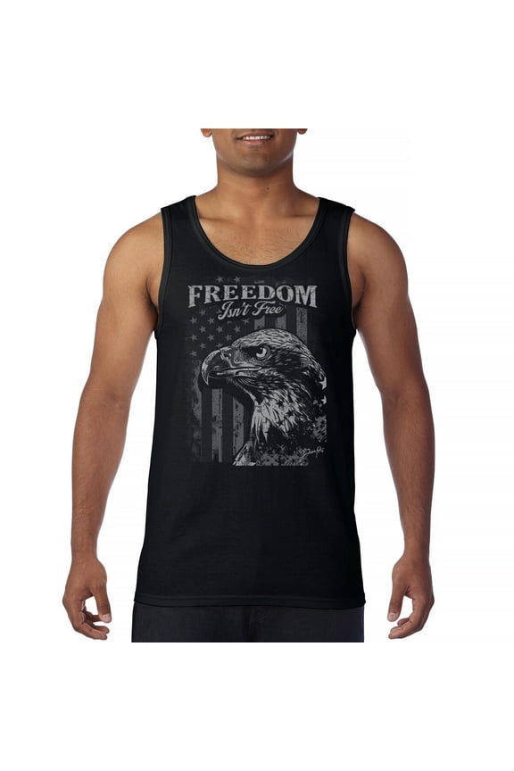 Freedom Isn’t Free Eagle Tank Top Patriotic American Bird Prey DD 214 POW MIA Military Hero Veterans Day Men's Top