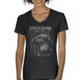 thumbnail image 1 of Freedom Isn’t Free Eagle Women's V-Neck T-shirt Patriotic American Bird Prey DD 214 POW MIA Military Hero Veterans Day Tee, 1 of 7