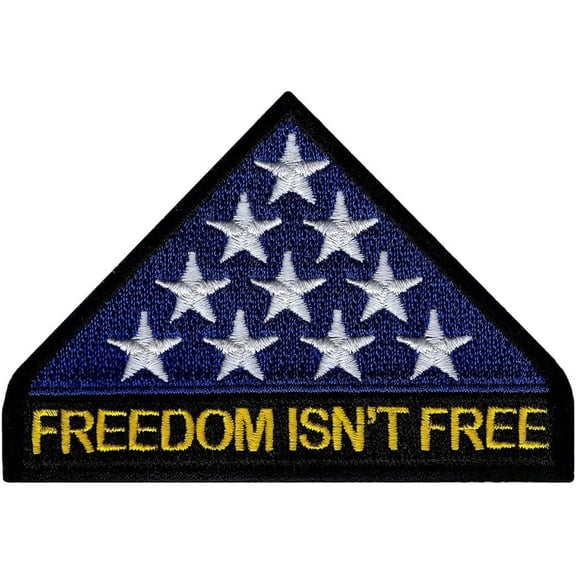 Freedom Isn't Free Iron-On Patch Embroidered Military Folded US American Flag