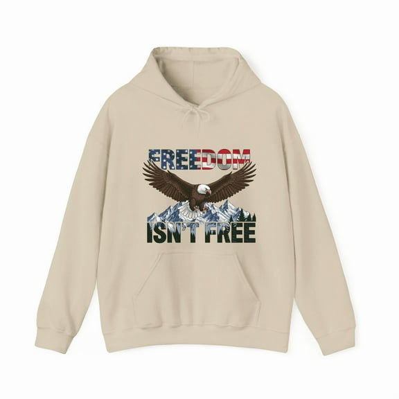 Freedom Isn’t Free – Patriotic Eagle Letter Art Funny Unisex Hoodie