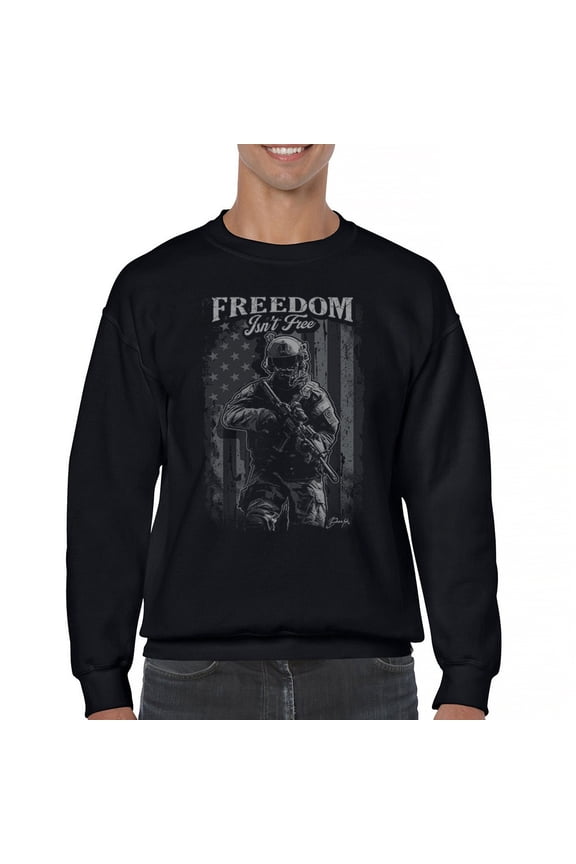 Freedom Isn't Free Sweatshirt American Hero Patriotic Soldier DD 214 POW MIA Military Warrior Veterans Day Crewneck