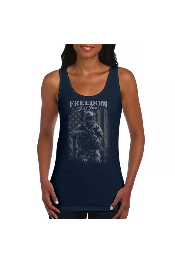 Freedom Isn't Free Women's Tank Top American Hero Patriotic Soldier DD 214 POW MIA Military Warrior Veterans Day