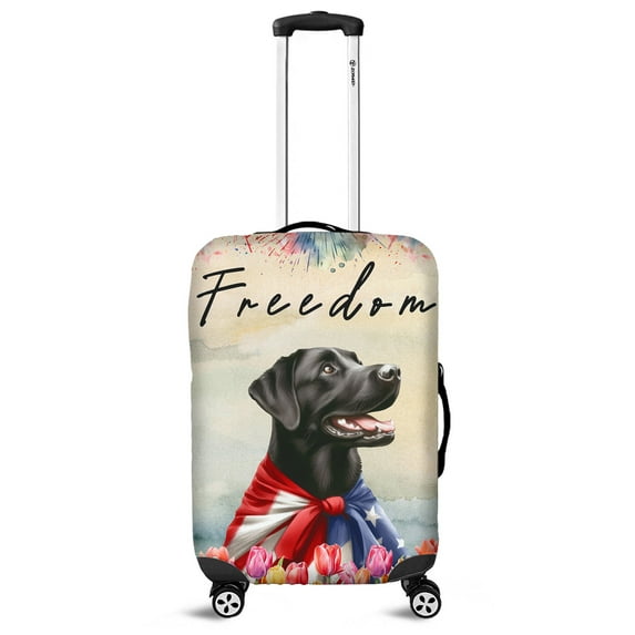 Freedom Labrador Retriever on Independence Day 4th of July Travel Luggage Cover Lab Dog Lover Gifts Suitcase Dust Protective Decor - 01005
