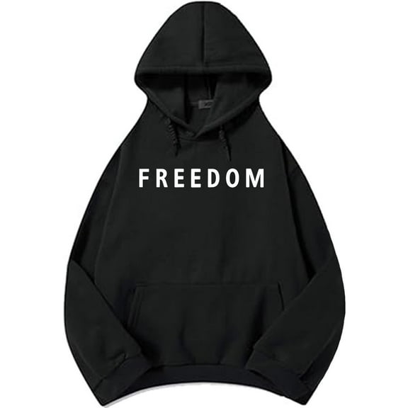 Freedom Letter Print Hoodies Fashion Unisex Streetwear Long Sleeve Casual Loose Sweatshirts for Men/Women Pullovers