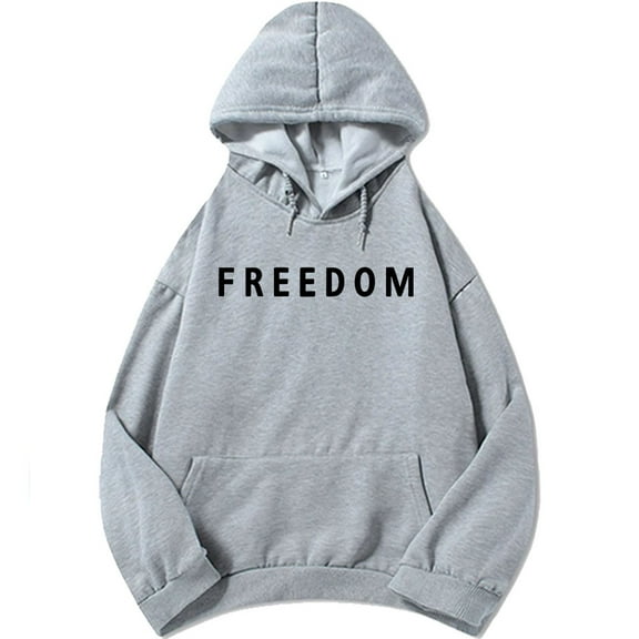 Freedom Letter Print Hoodies Fashion Unisex Streetwear Long Sleeve Casual Loose Sweatshirts for Men/Women Pullovers